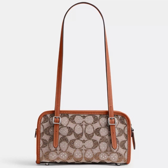 Coach Swing Zip Bag 20 In Crystal Signature Jacquard - Picture 4 of 11